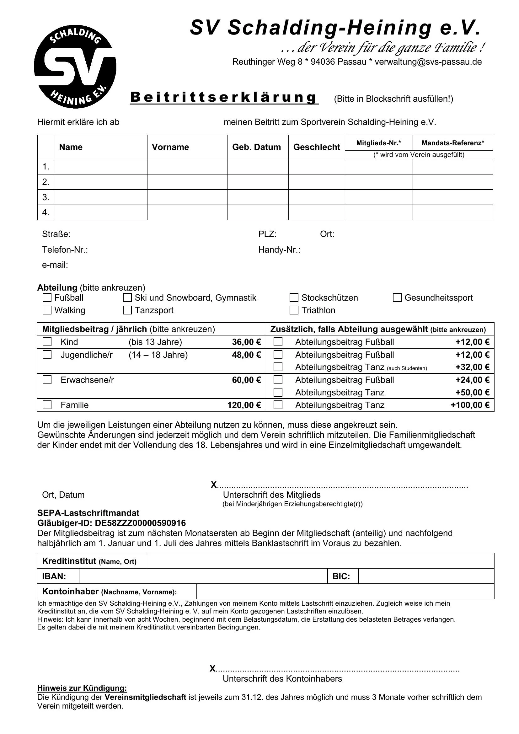 Beitrittserklärung